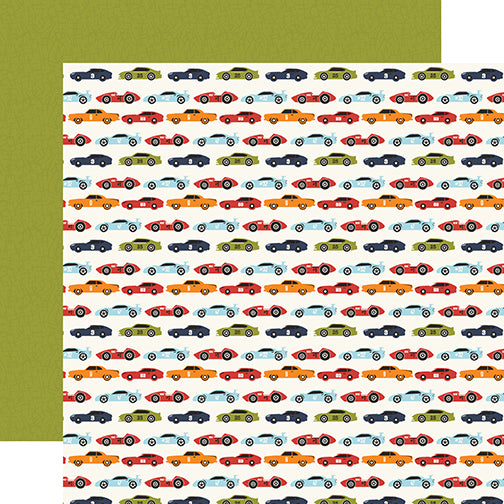 Echo Park:  12x12 Paper - Single Sheet - All Boy - Race Car Lanes
