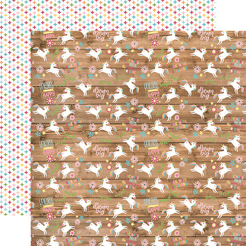 Echo Park:  12x12 Paper - Single Sheet - All Girl - Happy Unicorns