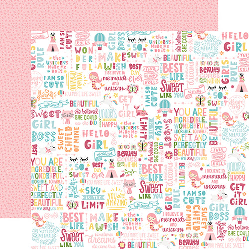 Echo Park:  12x12 Paper - Single Sheet - All Girl - Hello Girl