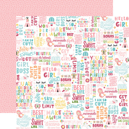 Echo Park:  12x12 Paper - Single Sheet - All Girl - Hello Girl