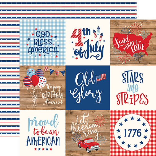 Echo Park: 12x12 Double-Sided Paper - America - 4x4 Journaling Cards