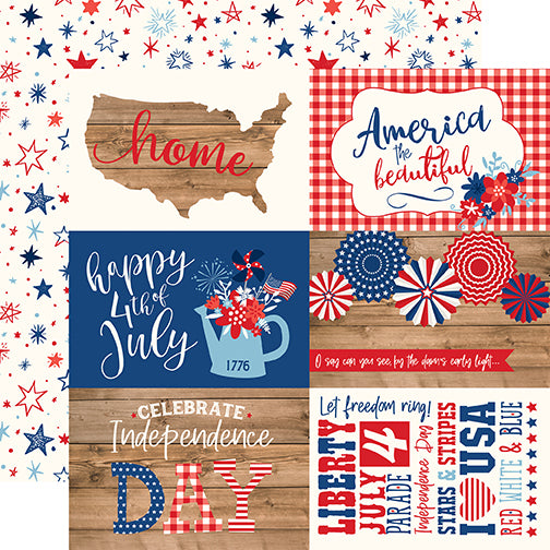 Echo Park: 12x12 Double-Sided Paper - America - 4x6 Journaling Cards