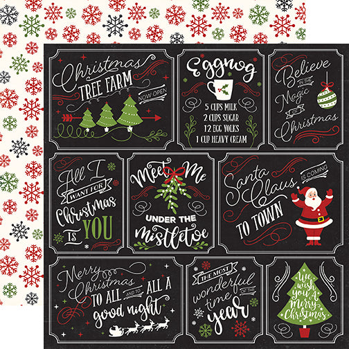 Echo Park:  12x12 Paper - Double-Sided Single Sheet - A Perfect Christmas - Multi Journaling Cards