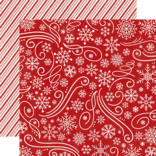 Echo Park:  12x12 Paper - Double-Sided Single Sheet - A Perfect Christmas - Snowflake Swirl