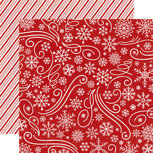 Echo Park:  12x12 Paper - Double-Sided Single Sheet - A Perfect Christmas - Snowflake Swirl