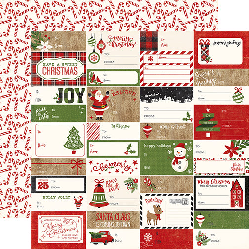 Echo Park:  12x12 Paper - Double-Sided Single Sheet - Gift Tags