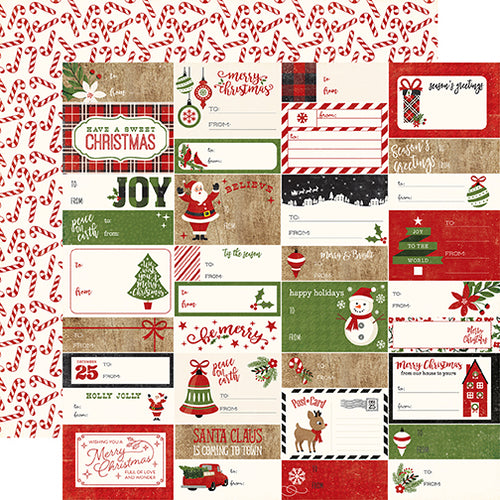 Echo Park:  12x12 Paper - Double-Sided Single Sheet - A Perfect Christmas - Gift Tags
