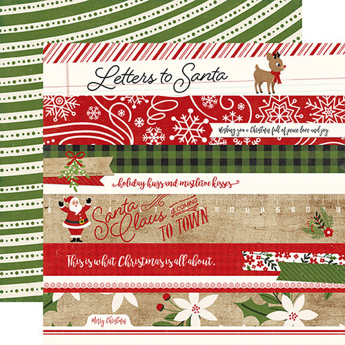 Echo Park:  12x12 Paper - Double-Sided Single Sheet - A Perfect Christmas - Border Strips