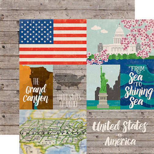 Echo Park: 12x12 Double-Sided Paper - Around the World - United States of America