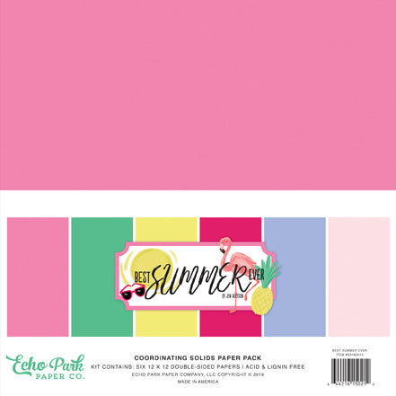 Echo Park:  Coordinating Solids Paper Pack - Best Summer Ever Solids Kit