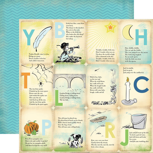 Carta Bella:  12x12 Paper - Double-Sided Sheet - Baby Mine - Boy Nursery Rhymes