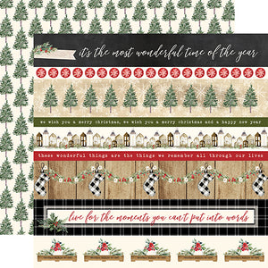 Echo Park:  12x12 Paper - Double-Sided Single Sheet - Christmas - Border Strips