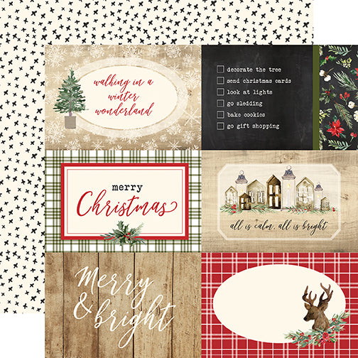 Echo Park:  12x12 Paper - Double-Sided Single Sheet - Christmas - 4x6 Journaling Cards