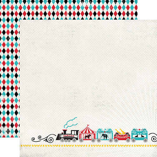Carta Bella:  12x12 Paper - Double-Sided Sheet - Circus Party - Circus Train