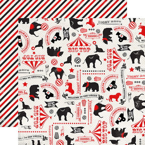 Carta Bella:  12x12 Paper - Single Sheet - Circus Party - Circus Icons