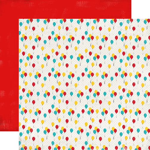 Carta Bella:  12x12 Paper - Single Sheet - Circus Party - Party Balloons