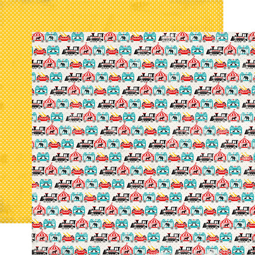 Carta Bella:  12x12 Paper - Single Sheet - Circus Party - Circus Animals