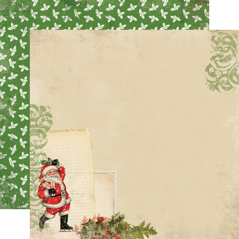 Carta Bella:  12x12 Paper - Double-Sided Sheet - Christmas Time - Santa Claus