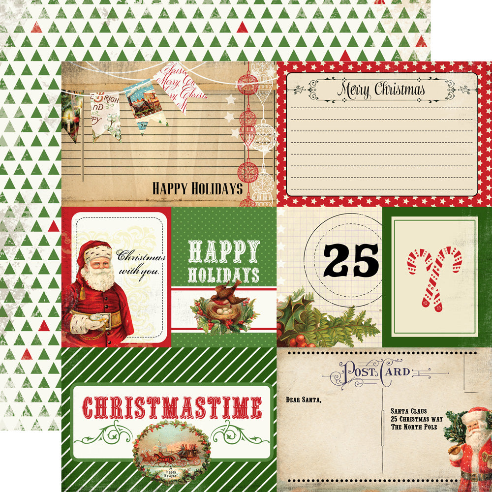 Carta Bella:  12x12 Paper - Double-Sided Sheet - Christmas Time - Journaling Cards