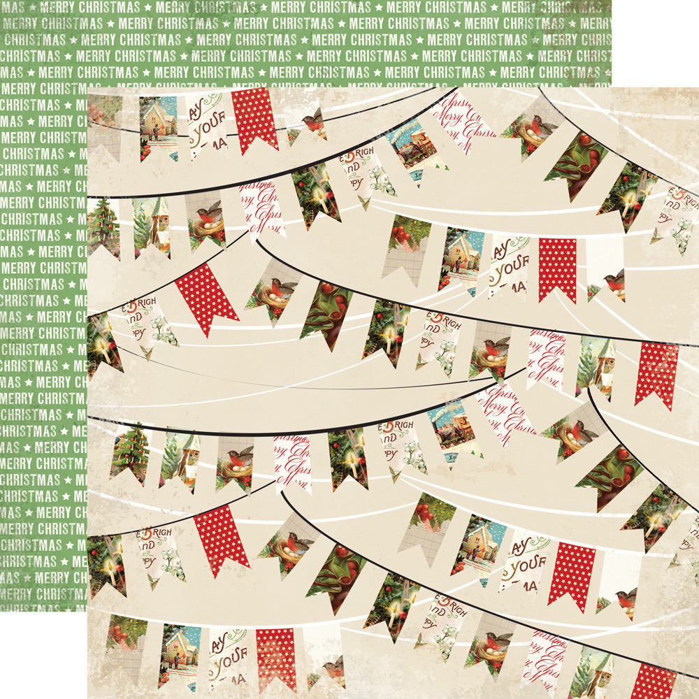 Carta Bella:  12x12 Paper - Double-Sided Sheet - Christmas Time - Holiday Banners