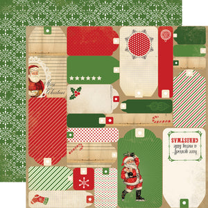 Carta Bella:  12x12 Paper - Double-Sided Sheet - Christmas Time - Christmas Tags