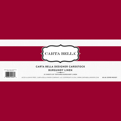 Carta Bella: Cardstock Paper -  Linen 80lb Cardstock - 12x12 sheets - Burgundy Linen