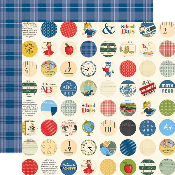 Carta Bella:  12x12 Paper - Single Sheet - School Days - School Circles