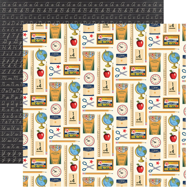 Carta Bella:  12x12 Paper - Single Sheet - School Days - Desk Supplies