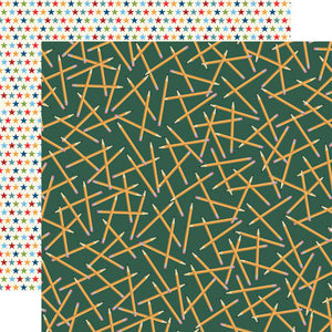 Carta Bella:  12x12 Paper - Single Sheet - School Days - Scattered Pencils