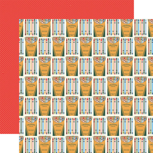 Carta Bella:  12x12 Paper - Single Sheet - School Days - Colorful Crayons