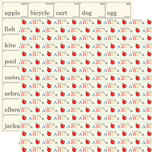 Carta Bella:  12x12 Paper - Single Sheet - School Days - Apples and ABCs