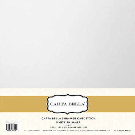 Carta Bella: Shimmer Paper -  92lb Cardstock - 12x12 sheets - White