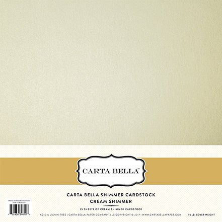 Carta Bella: Shimmer Paper -  92lb Cardstock - 12x12 sheets - Cream