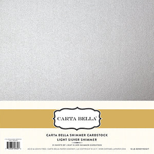 Carta Bella: Shimmer Paper -  92lb Cardstock - 12x12 sheets - Light Silver