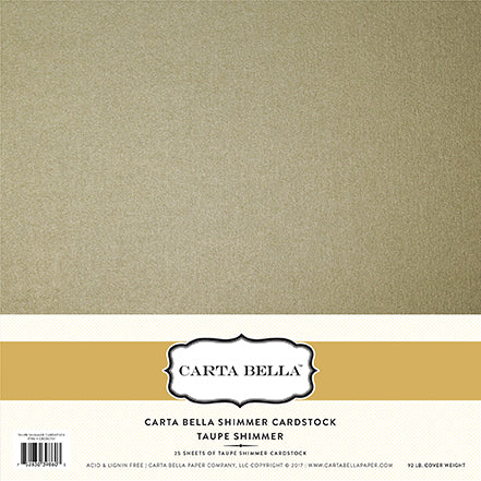Carta Bella: Shimmer Paper -  92lb Cardstock - 12x12 sheets - Taupe