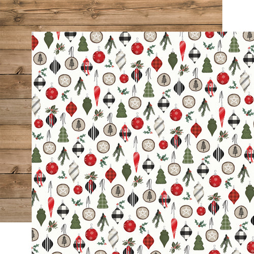Carta Bella:  12x12 Paper - Double-Sided Single Sheet - Farmhouse Christmas - Ornaments