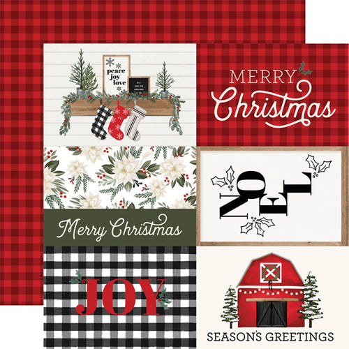 Carta Bella:  12x12 Paper - Double-Sided Single Sheet - Farmhouse Christmas - 6x4 Journaling Cards