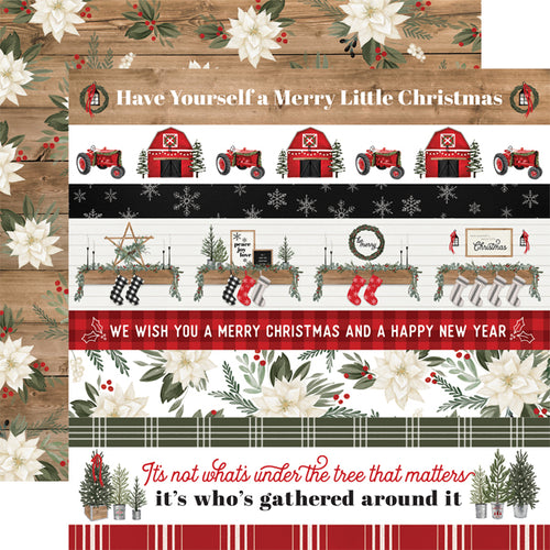 Carta Bella:  12x12 Paper - Double-Sided Single Sheet - Farmhouse Christmas - Border Strips