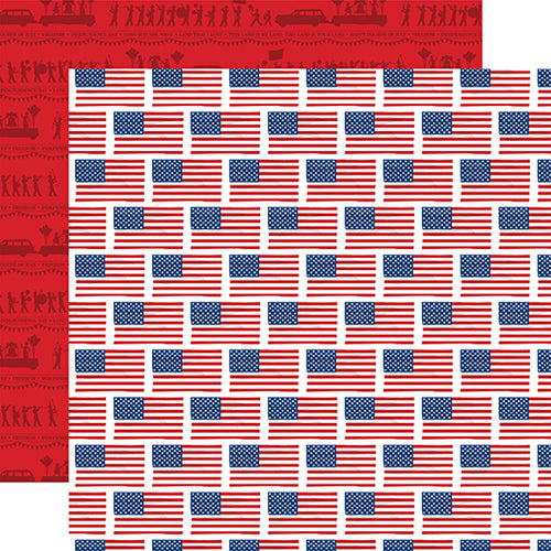 Carta Bella:  12x12 Paper - Double-Sided Sheet - God Bless America - Flying Flags