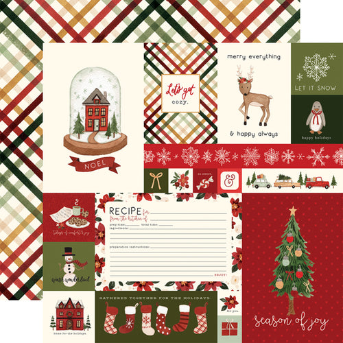 Carta Bella:  12x12 Paper - Double-Sided Single Sheet - Hello Christmas - Journaling Cards