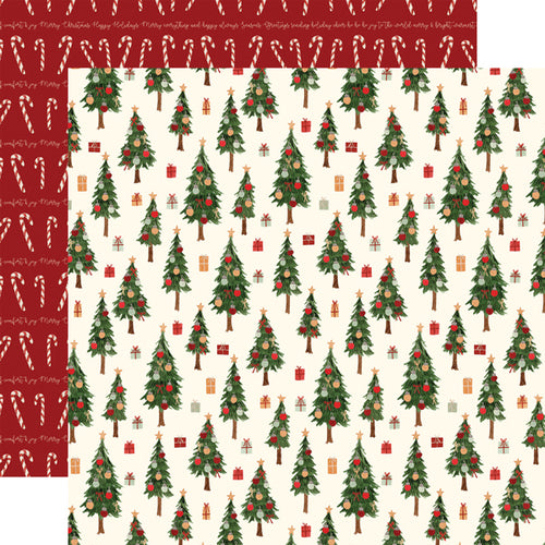Carta Bella:  12x12 Paper - Double-Sided Single Sheet - Hello Christmas - Merry Trees