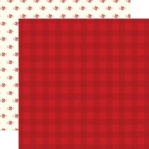 Carta Bella:  12x12 Paper - Double-Sided Single Sheet - Hello Christmas - Red Plaid