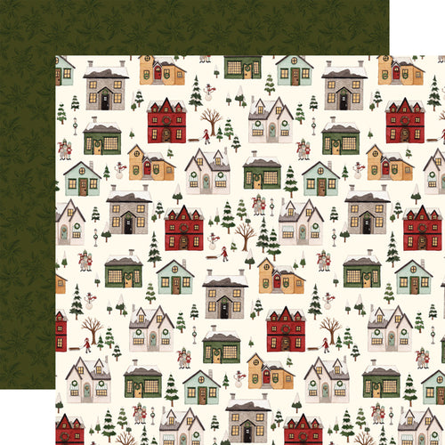 Carta Bella:  12x12 Paper - Double-Sided Single Sheet - Hello Christmas - Christmas Village