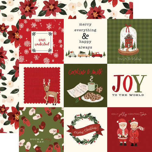 Carta Bella:  12x12 Paper - Double-Sided Single Sheet - Hello Christmas - 4x4 Journaling Cards