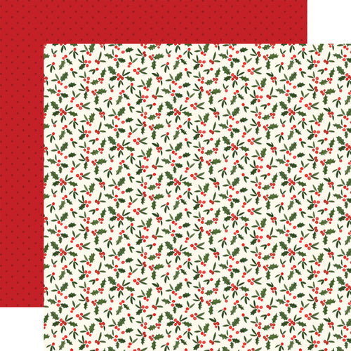 Carta Bella:  12x12 Paper - Double-Sided Single Sheet - Hello Christmas - Holly Berries