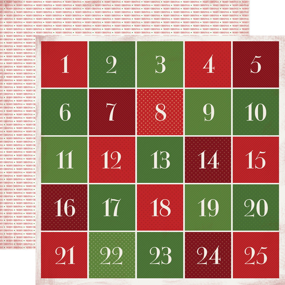 Carta Bella:  12x12 Paper - Double-Sided Sheet - Have a Merry Christmas - Advent Calendar
