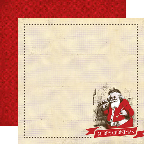 Carta Bella:  12x12 Paper - Double-Sided Sheet - Have a Merry Christmas - Santa Claus