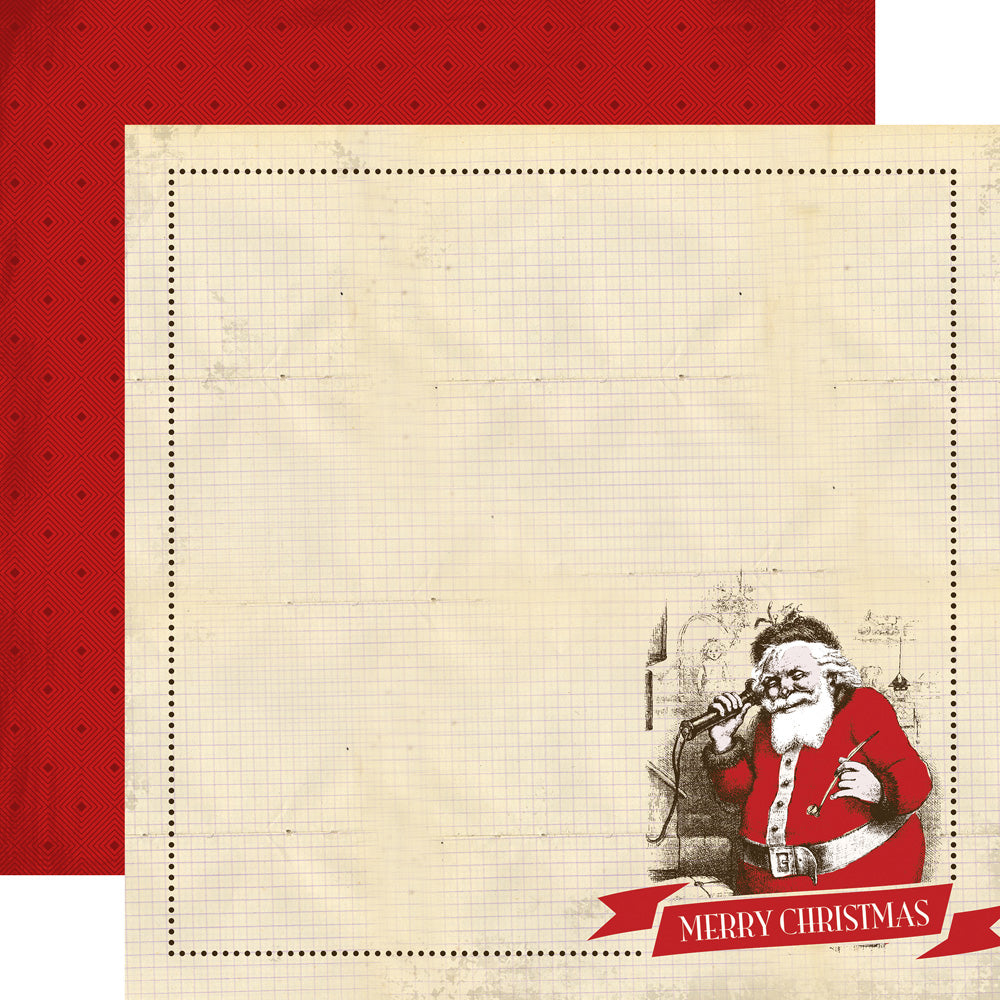 Carta Bella:  12x12 Paper - Double-Sided Sheet - Have a Merry Christmas - Santa Claus