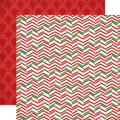 Carta Bella:  12x12 Paper - Double-Sided Sheet - Have a Merry Christmas - Christmas Herringbone