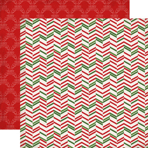 Carta Bella:  12x12 Paper - Double-Sided Sheet - Have a Merry Christmas - Christmas Herringbone